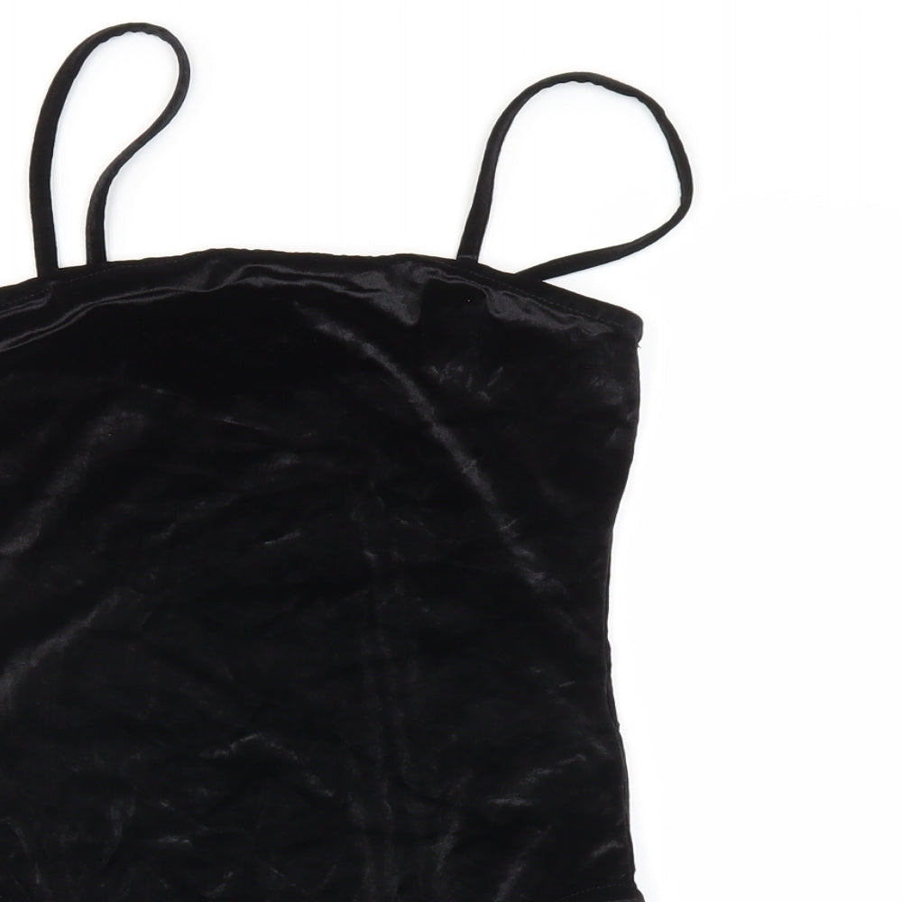 Primark Womens Black  Velvet Bodysuit One-Piece Size XS
