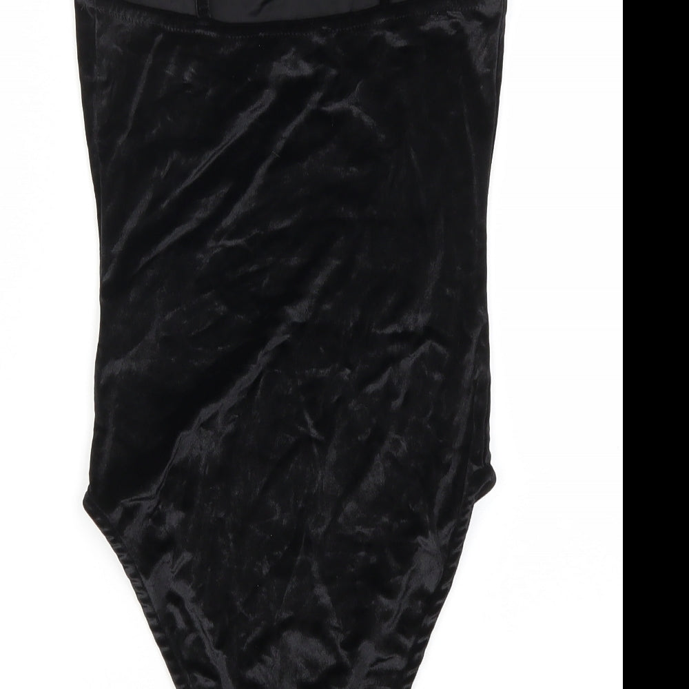 Primark Womens Black  Velvet Bodysuit One-Piece Size XS