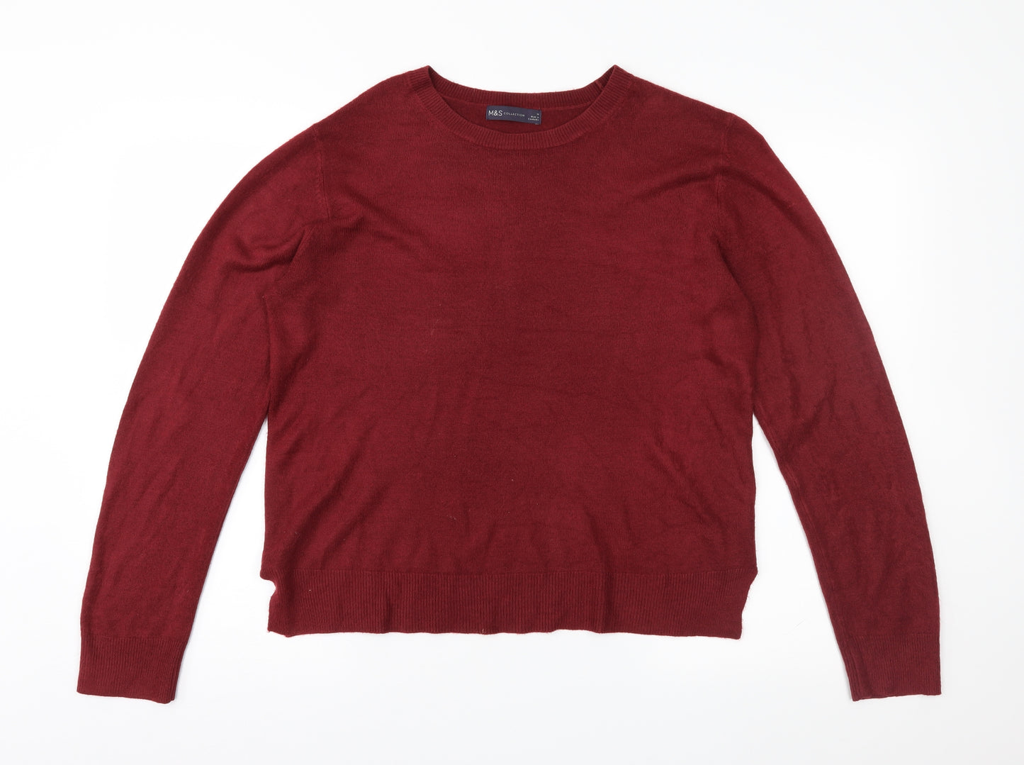 M&S Womens Red  Knit Pullover Jumper Size 14