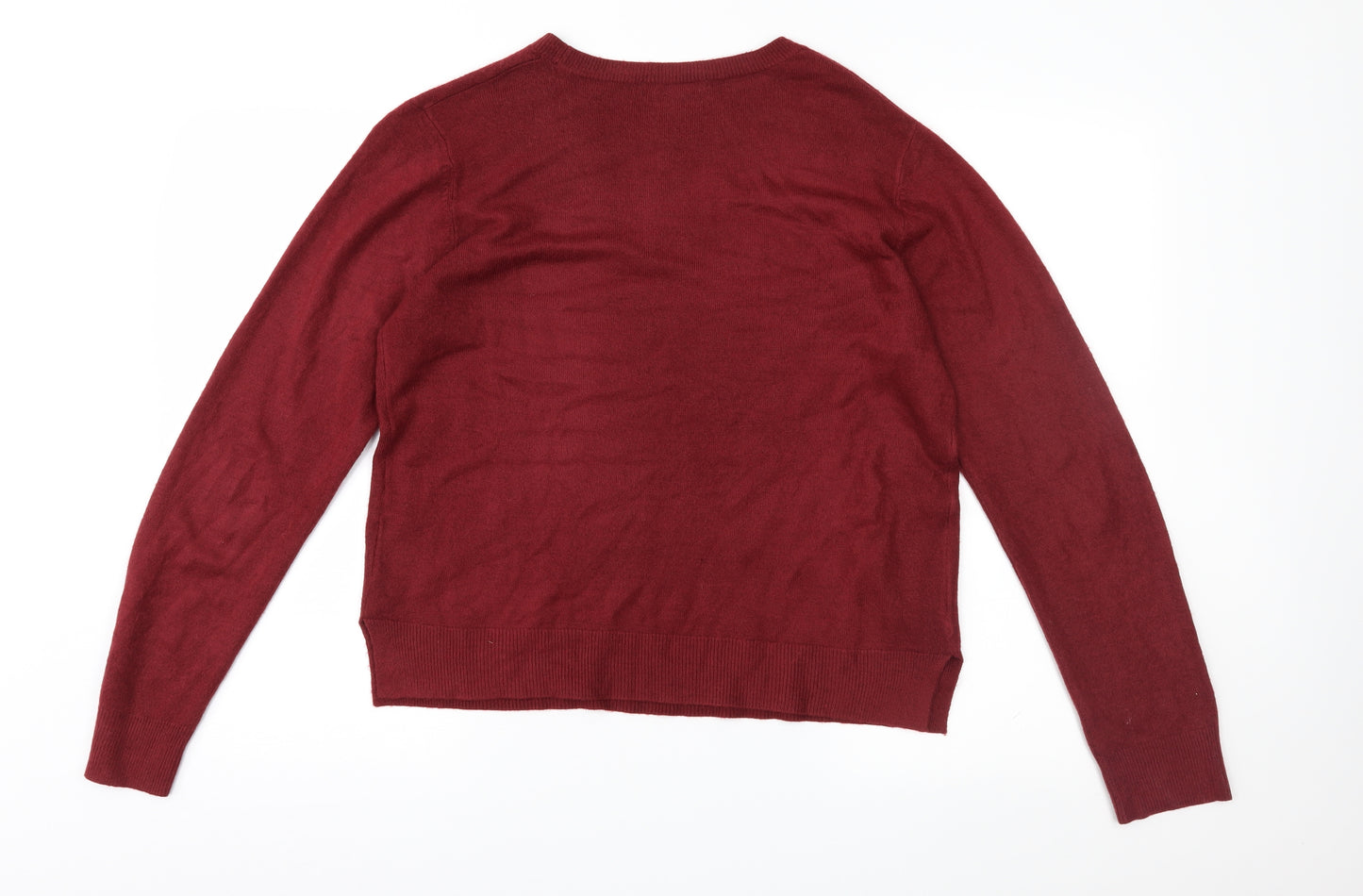 M&S Womens Red  Knit Pullover Jumper Size 14