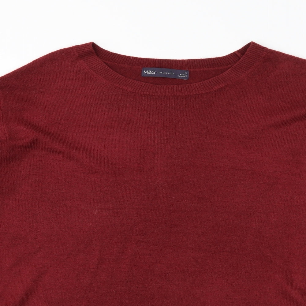 M&S Womens Red  Knit Pullover Jumper Size 14
