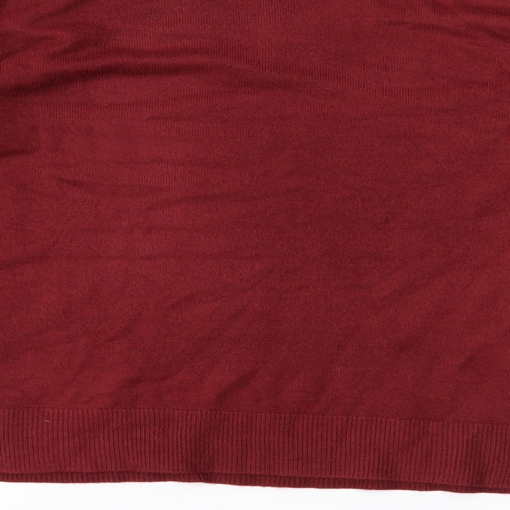 M&S Womens Red  Knit Pullover Jumper Size 14