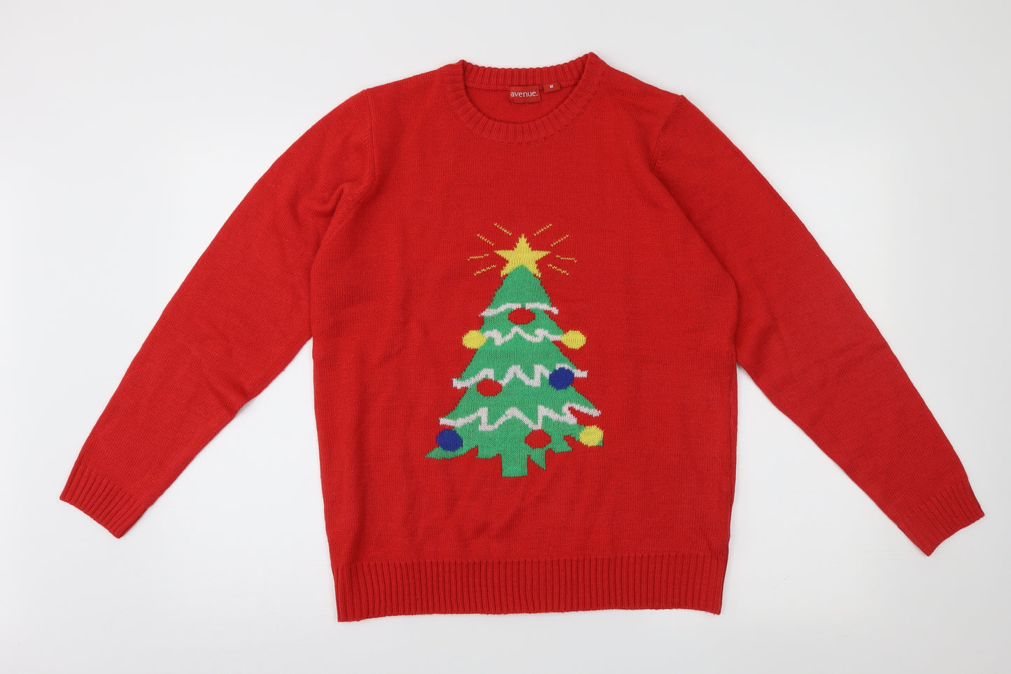 Avenue Mens Red  Knit Pullover Jumper Size M  - Christams