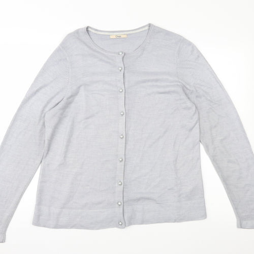 Classic Womens Grey  Knit Cardigan Jumper Size 16