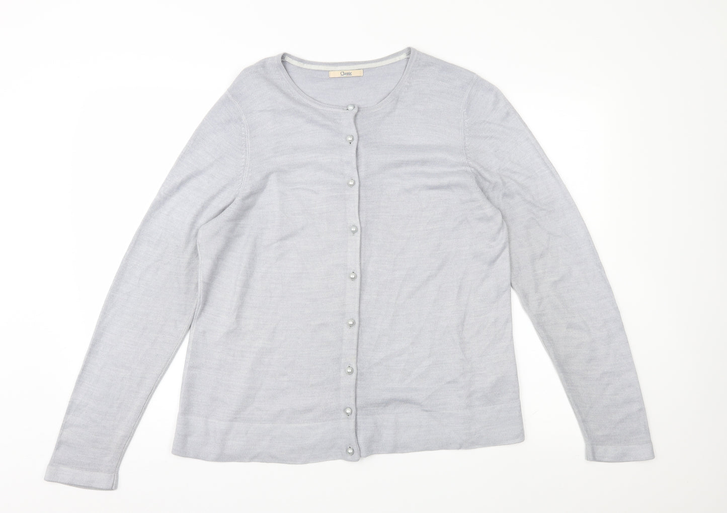 Classic Womens Grey  Knit Cardigan Jumper Size 16