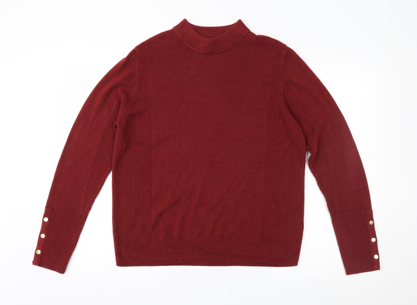 M&S Womens Red  Knit Pullover Jumper Size 16