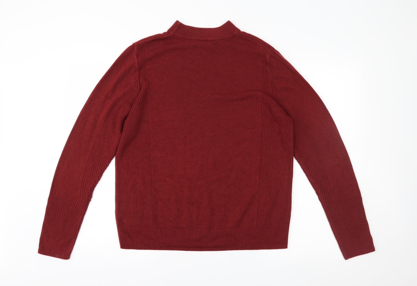 M&S Womens Red  Knit Pullover Jumper Size 16