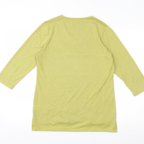 TIGI Womens Green Geometric Knit Basic T-Shirt Size 10