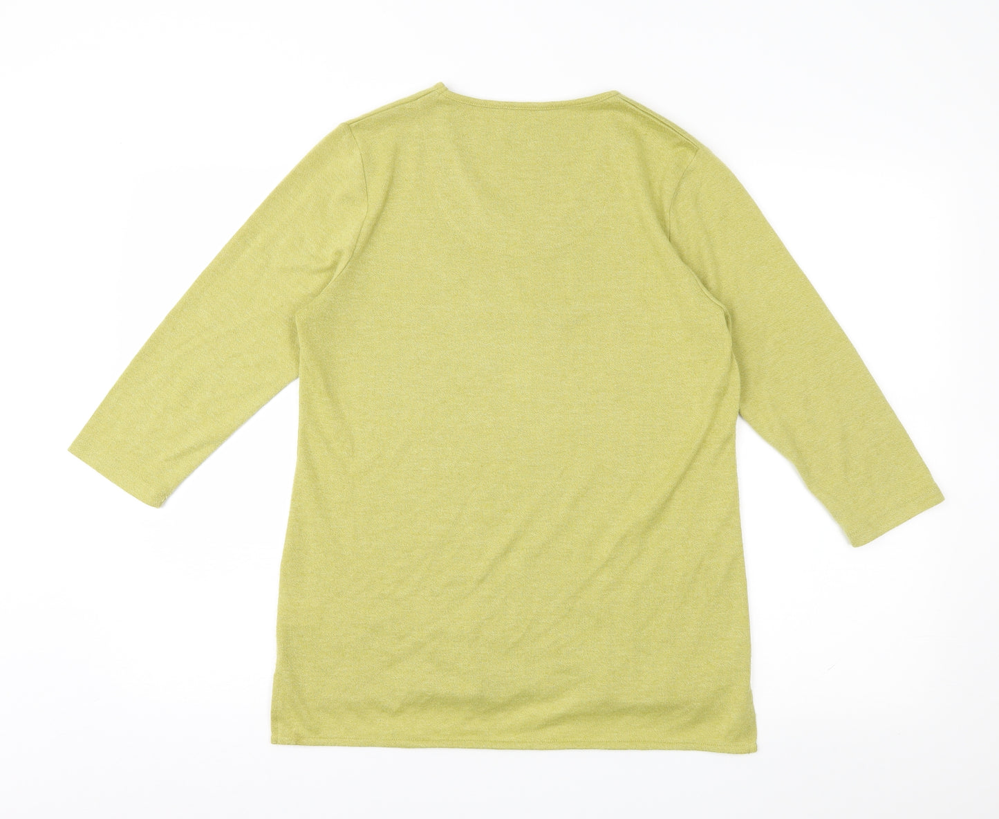 TIGI Womens Green Geometric Knit Basic T-Shirt Size 10