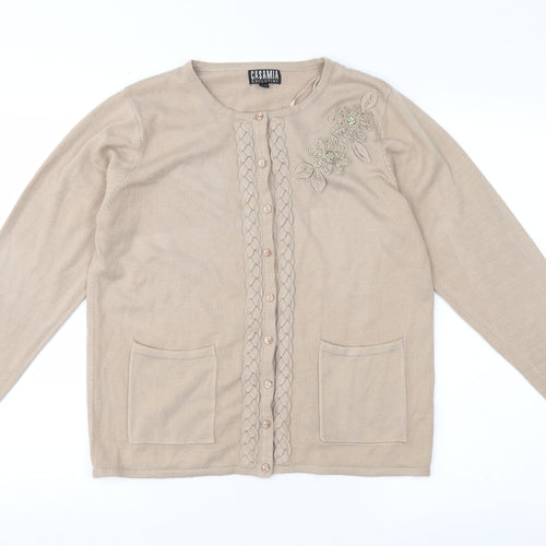 CASAMIA Womens Beige  Knit Cardigan Jumper Size S