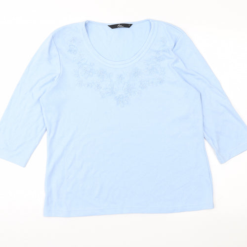 BM Womens Blue Floral Jersey Top Pyjama Top Size M