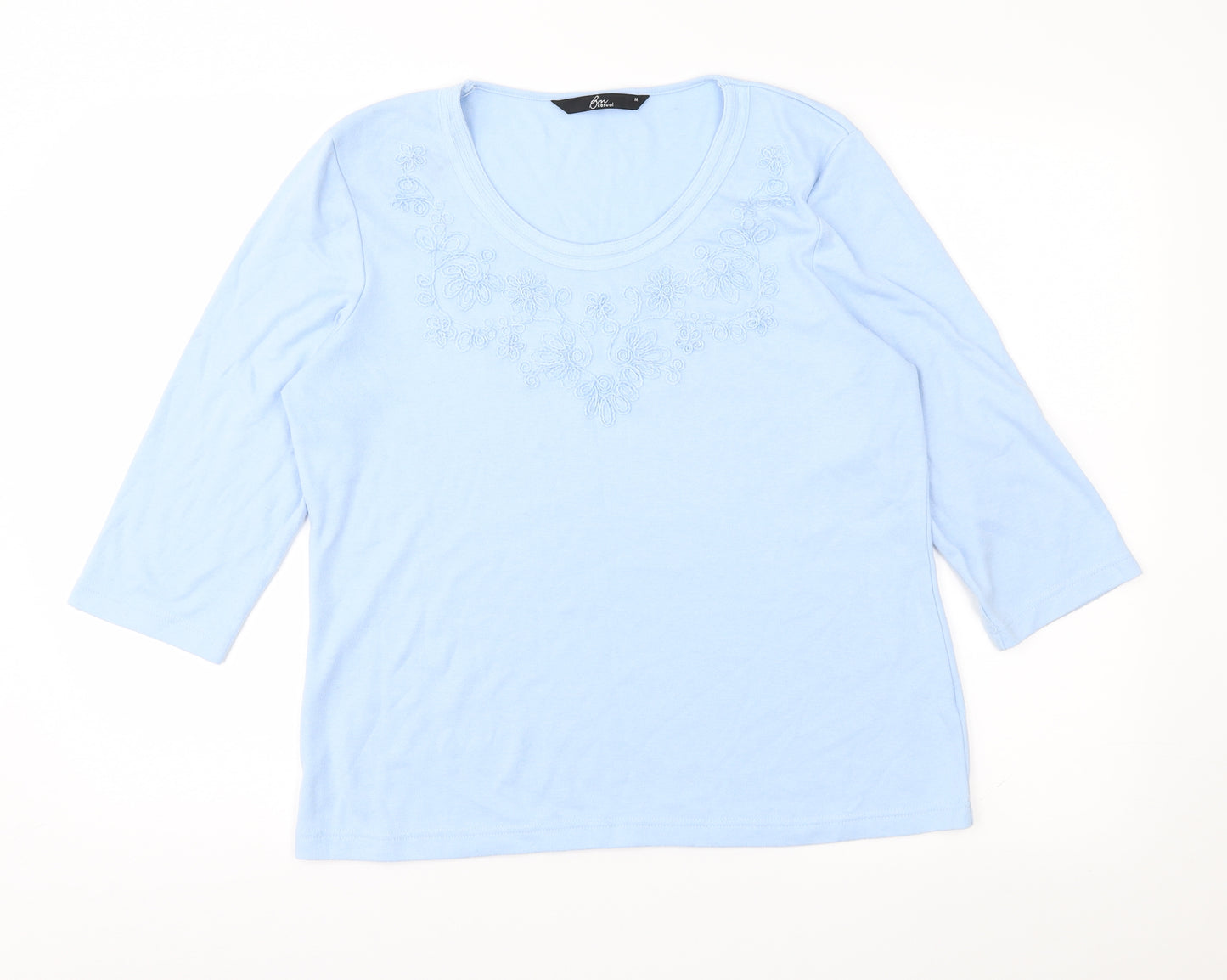 BM Womens Blue Floral Jersey Top Pyjama Top Size M