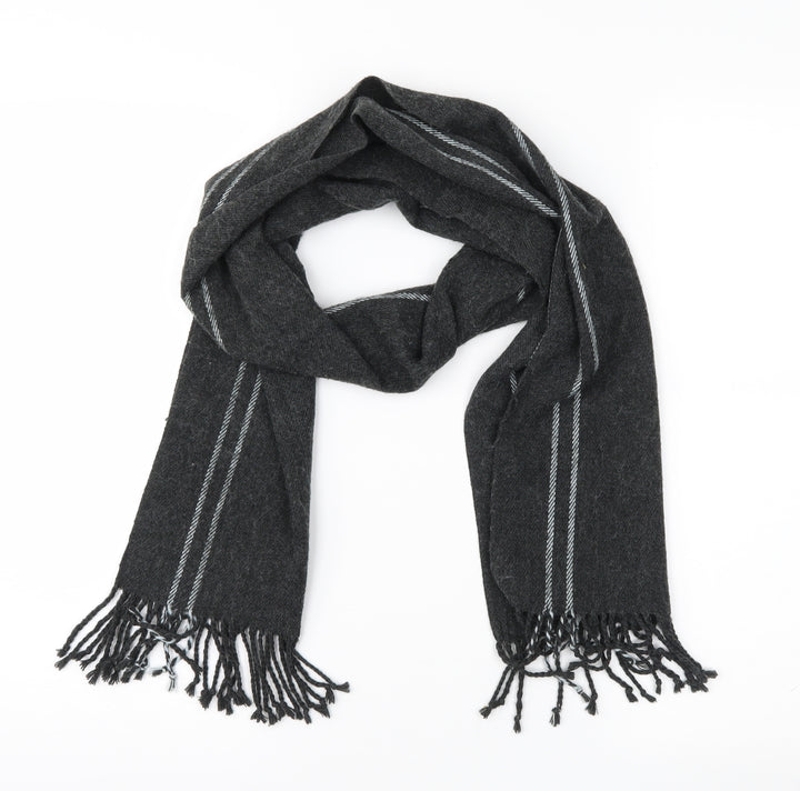 Preworn Mens Black Striped Knit Scarf  One Size