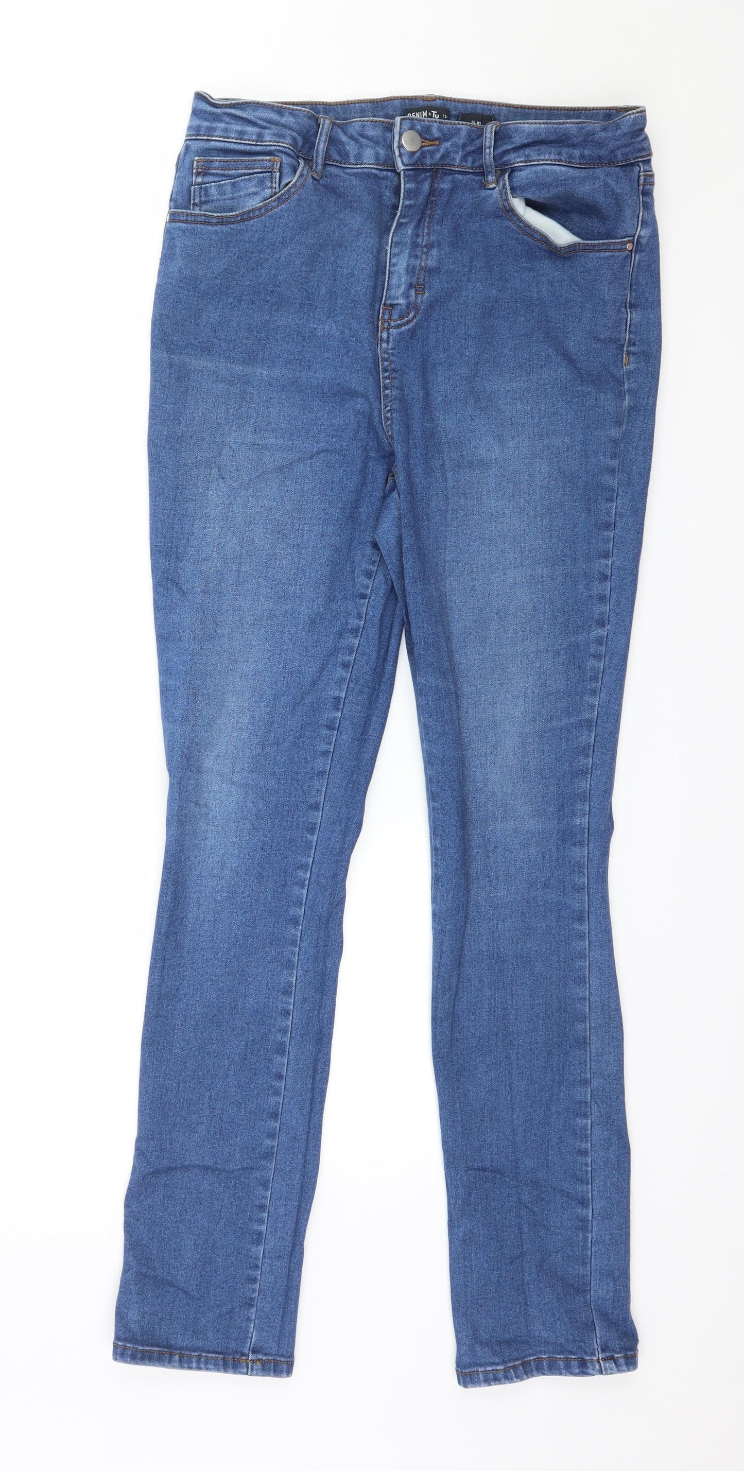 Tu Womens Blue  Denim Skinny Jeans Size 12 L29 in