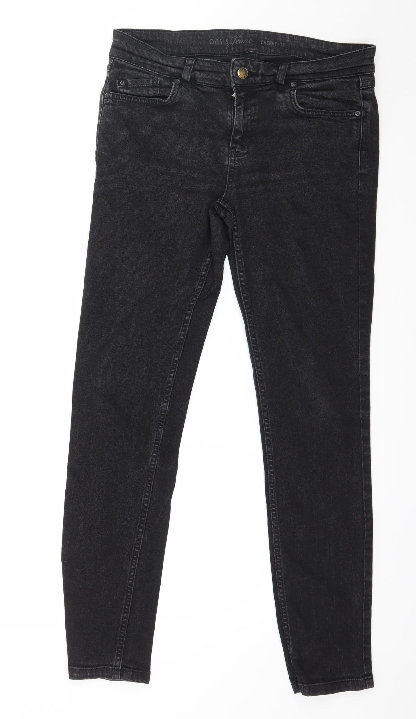 Oasis Womens Black  Denim Skinny Jeans Size 12 L29 in