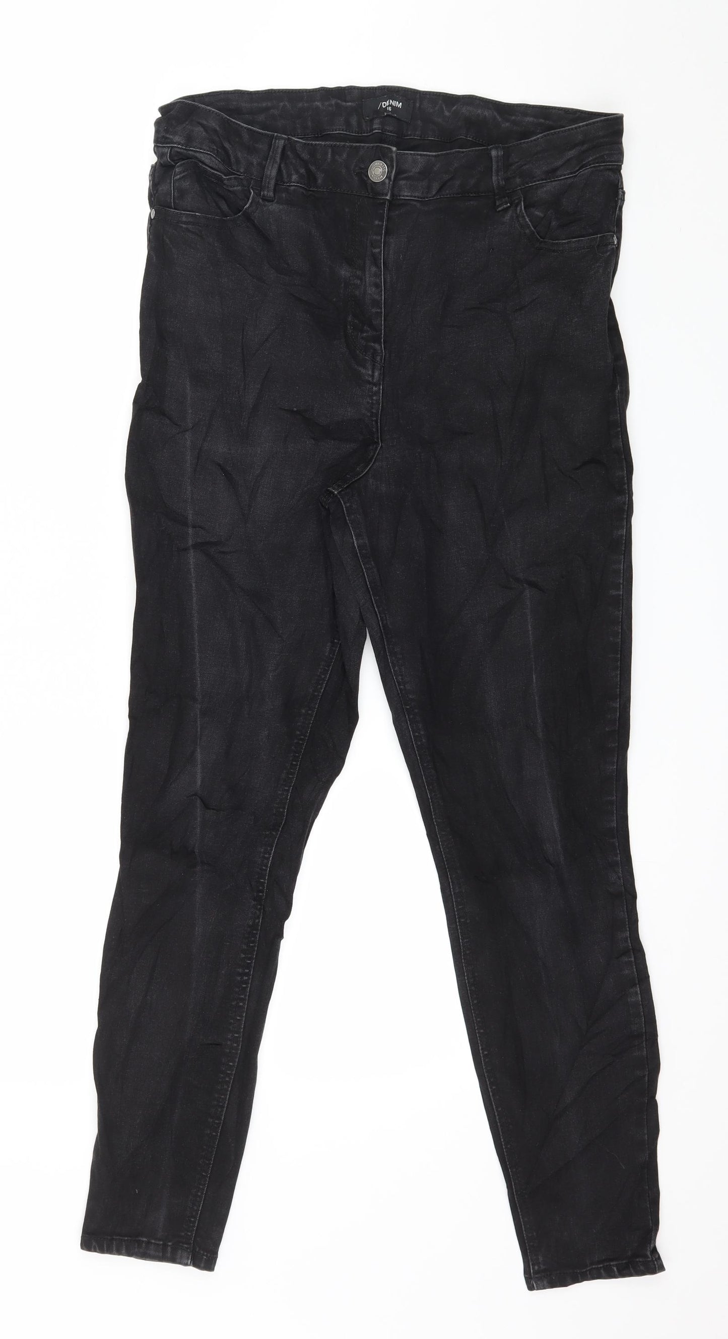 Matalan Womens Black  Denim Skinny Jeans Size 16 L28 in