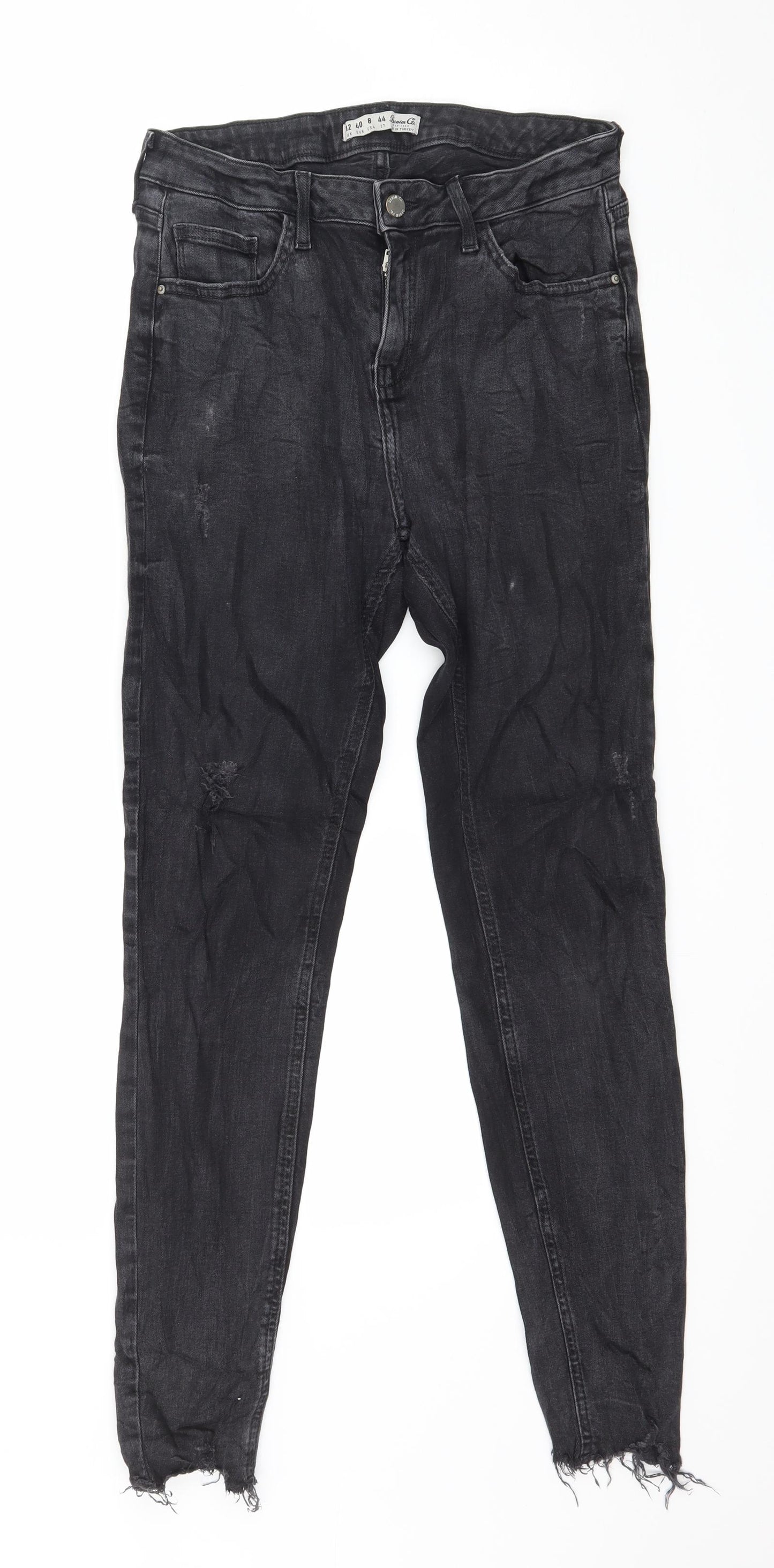 Denim & Co. Womens Grey  Denim Skinny Jeans Size 12 L28 in