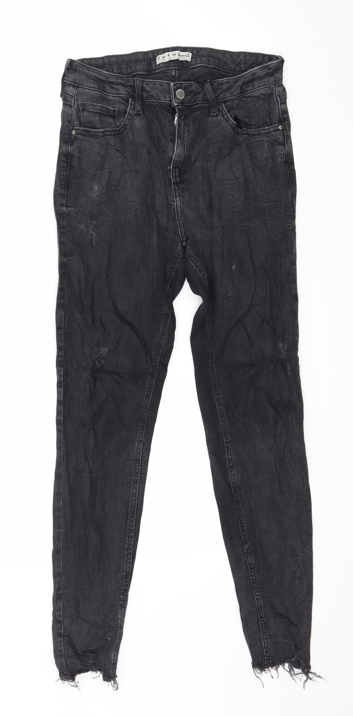 Denim & Co. Womens Grey  Denim Skinny Jeans Size 12 L28 in