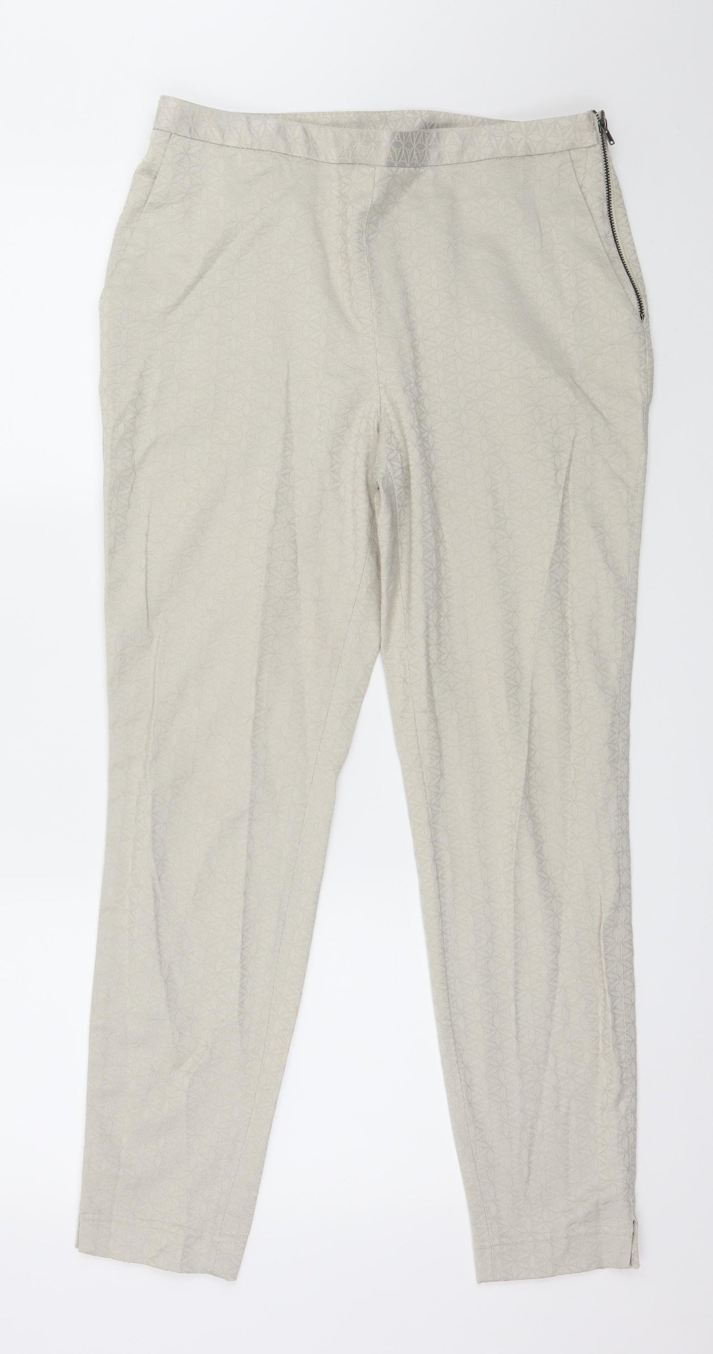 Wallis Womens Ivory Geometric  Trousers  Size 10 L28 in