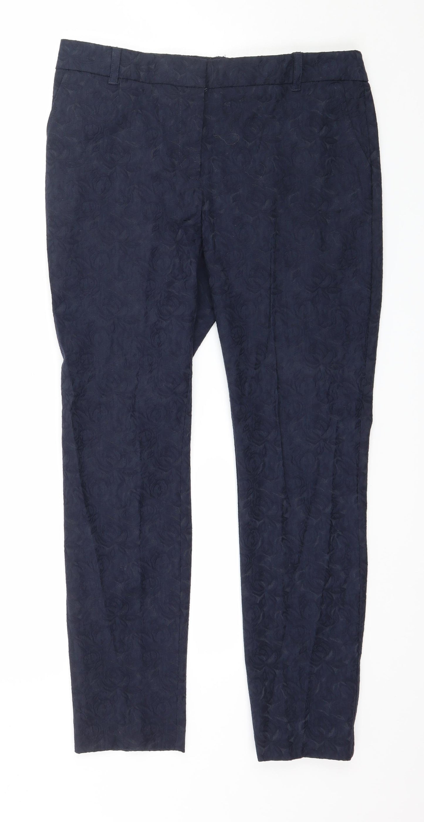 NEXT Womens Blue Floral  Trousers  Size 10 L28 in