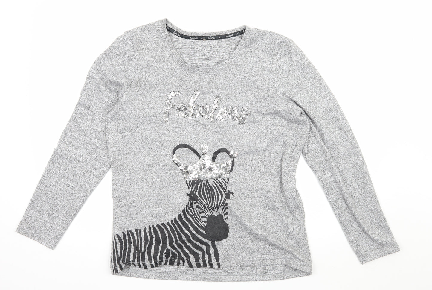 George Womens Grey Geometric Jersey Top Pyjama Top Size 12  - Zebra