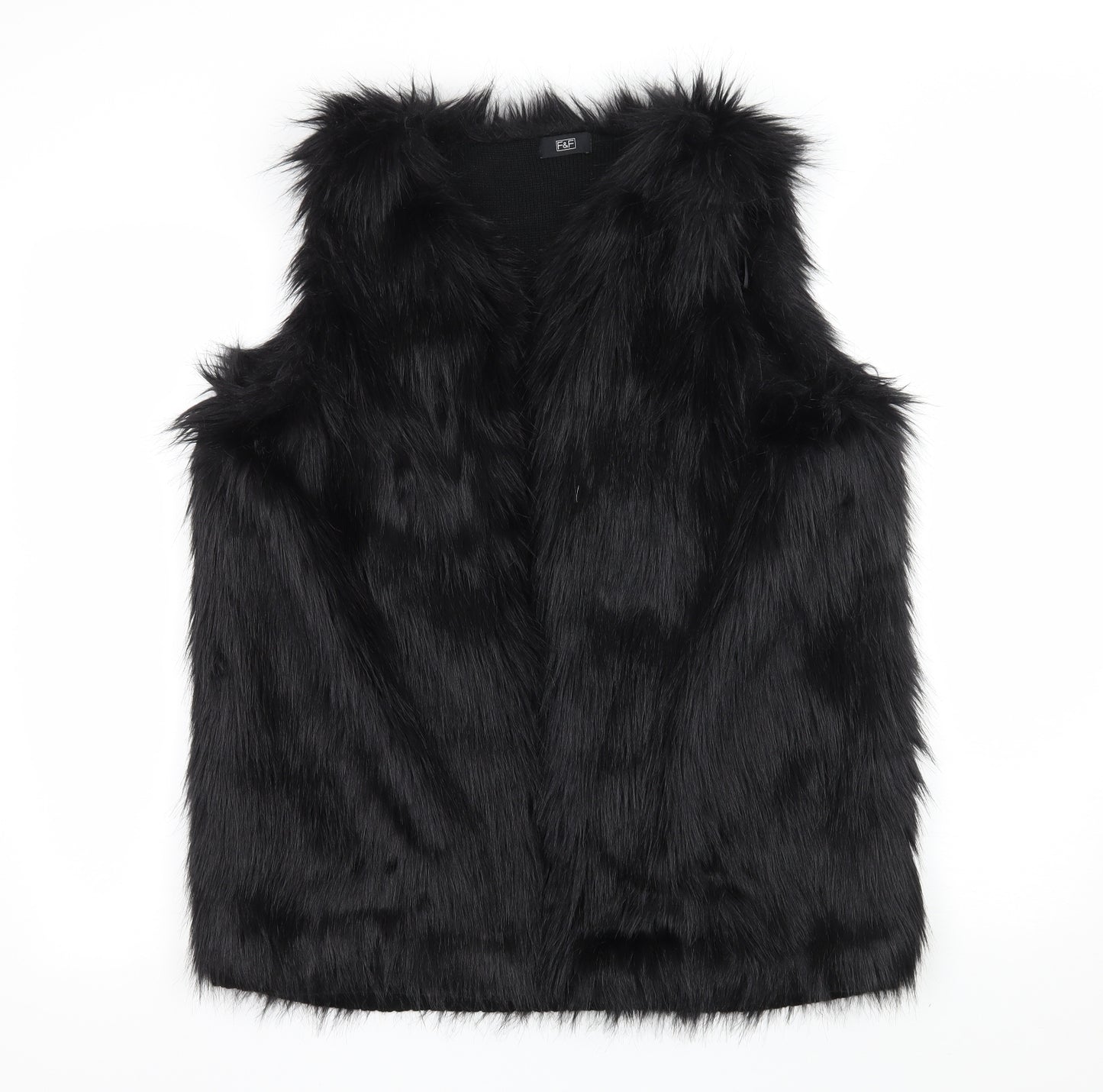 F&F Womens Black   Gilet Jacket Size M  - Faux Fur