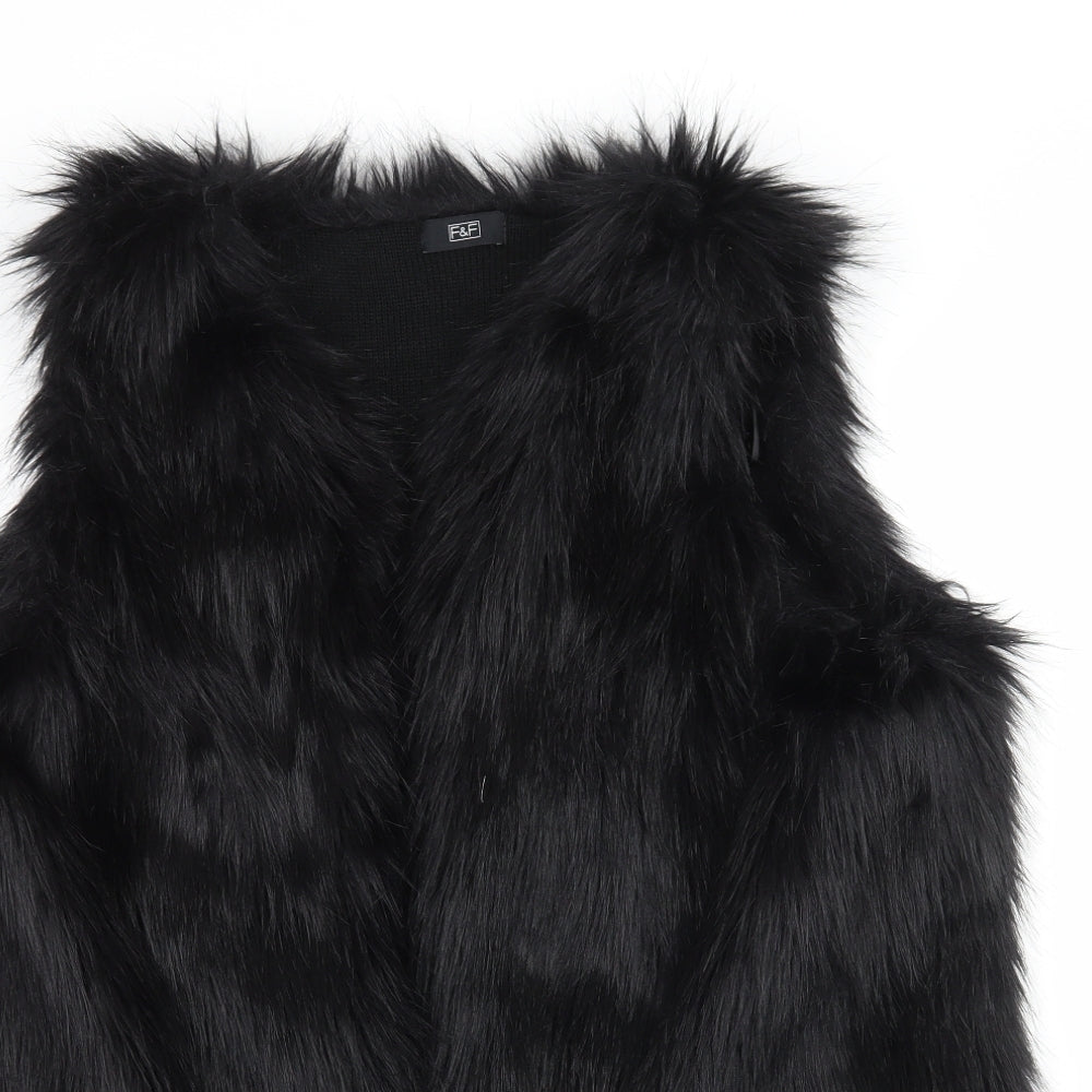 F&F Womens Black   Gilet Jacket Size M  - Faux Fur