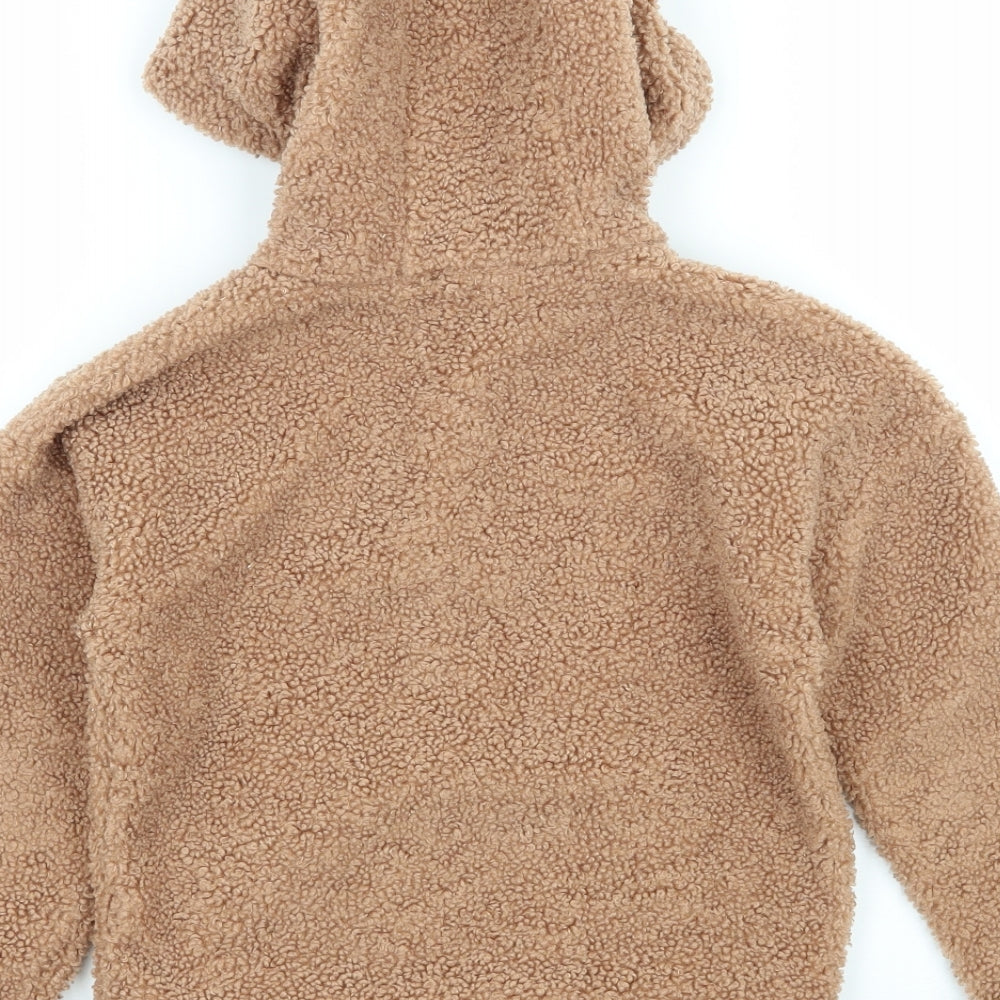 Matalan Girls Brown   Pullover Hoodie Size 4 Years  - Sherpa