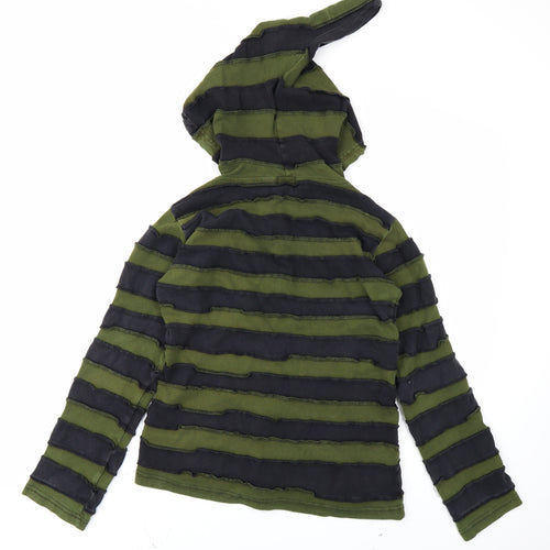 Little Kathmandu Mens Green Striped  Full Zip Hoodie Size L