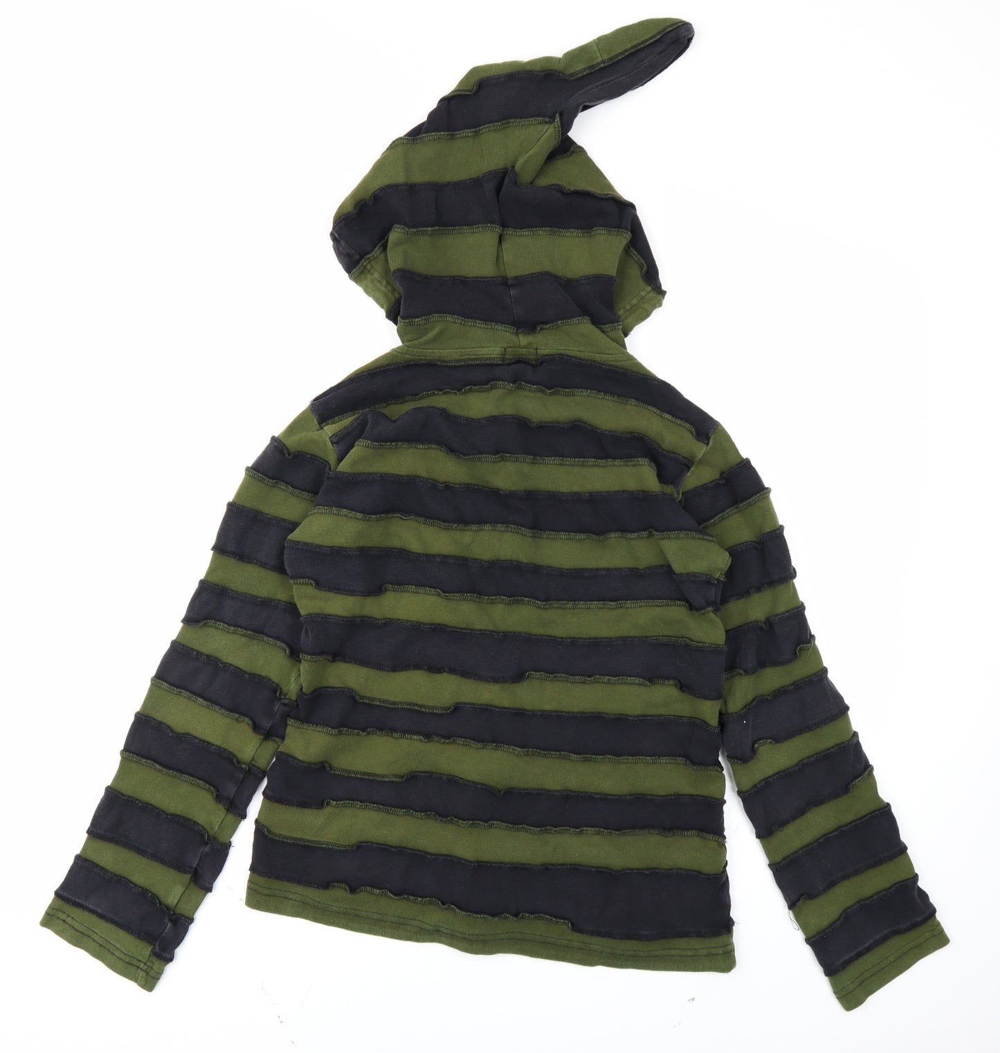 Little Kathmandu Mens Green Striped  Full Zip Hoodie Size L