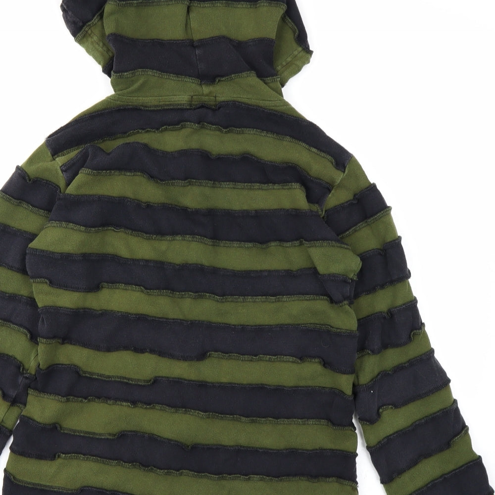 Little Kathmandu Mens Green Striped  Full Zip Hoodie Size L