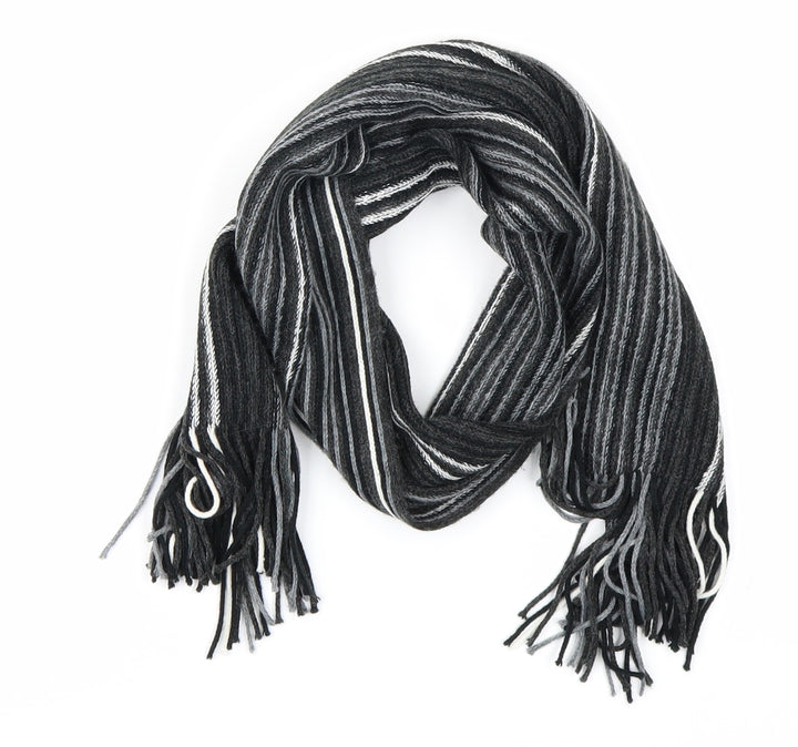 New Look Unisex Black Striped Knit Scarf