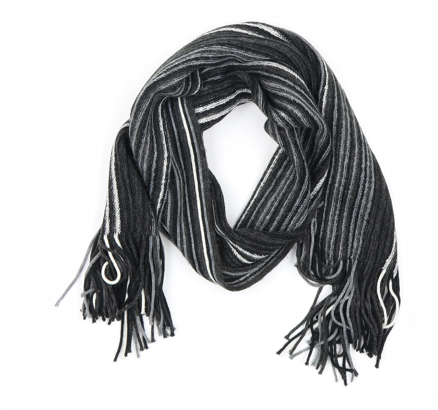 New Look Unisex Black Striped Knit  Scarf