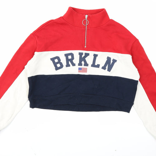 Divided Womens Red Colourblock  Pullover Sweatshirt Size S
