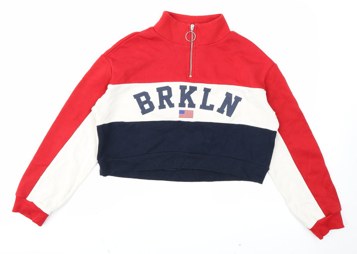Divided Womens Red Colourblock Pullover Sweatshirt Size S