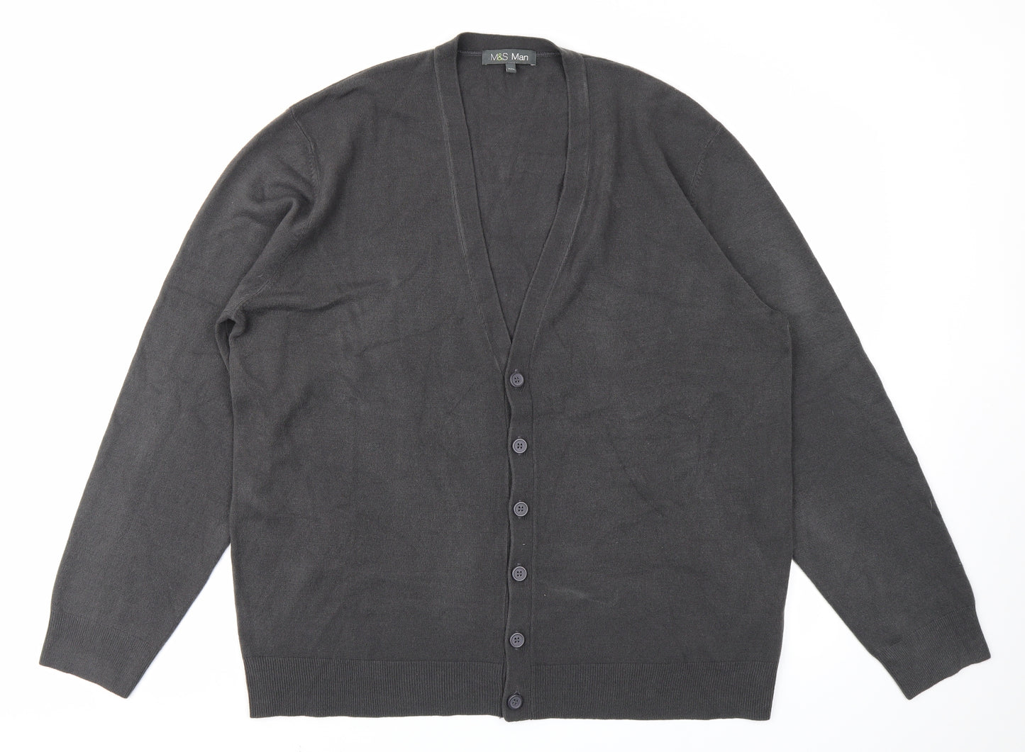 M&S Mens Grey   Cardigan Jumper Size 2XL