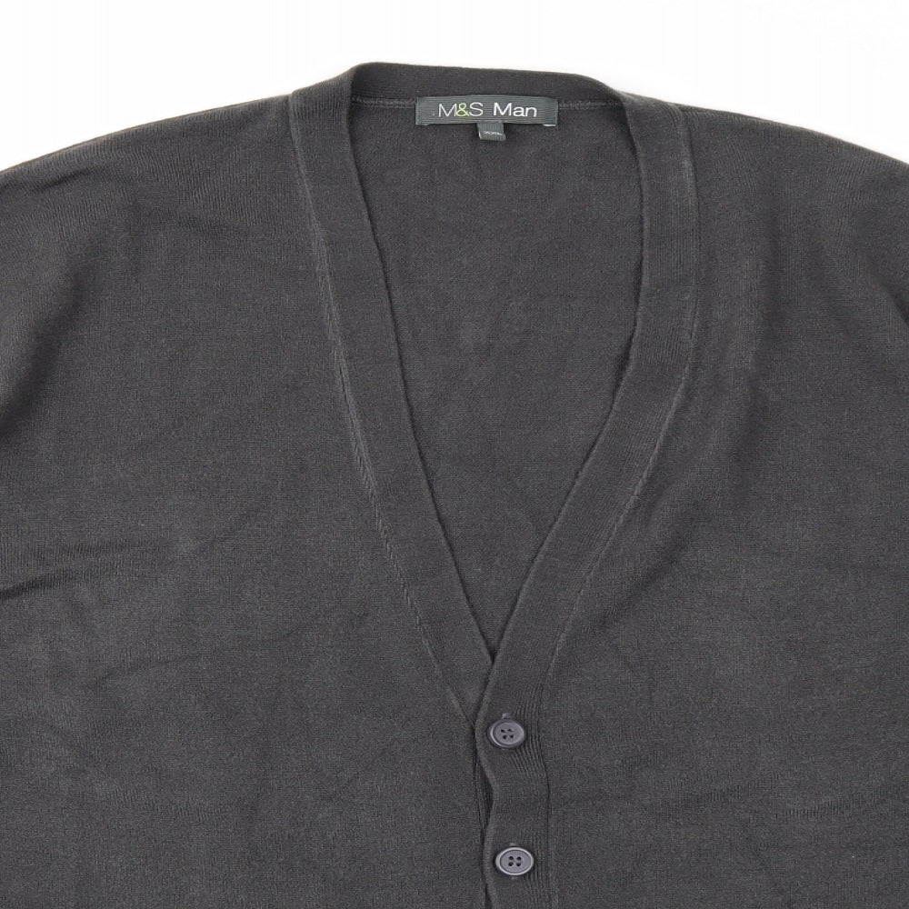 M&S Mens Grey   Cardigan Jumper Size 2XL