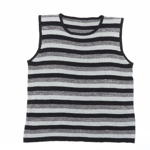Preworn Womens Grey Striped  Vest Jumper Size S