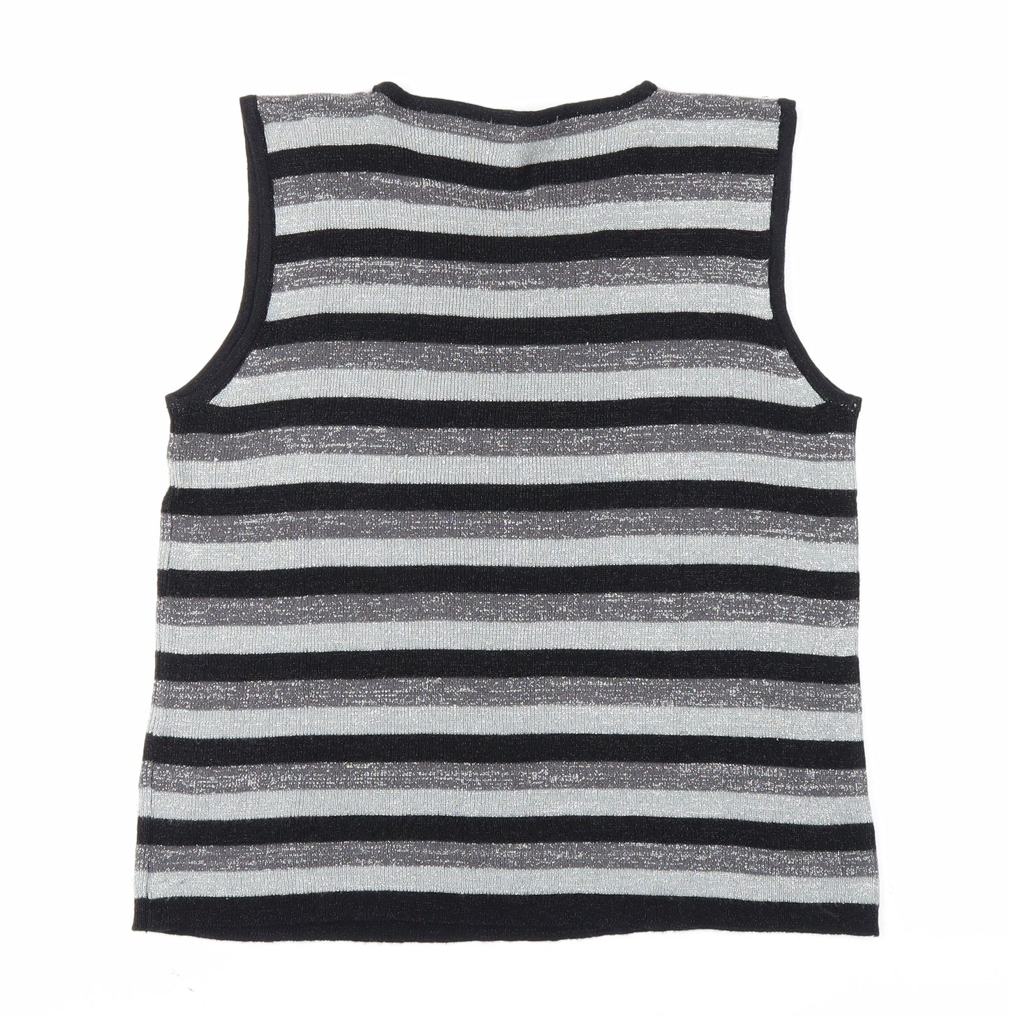 Preworn Womens Grey Striped  Vest Jumper Size S
