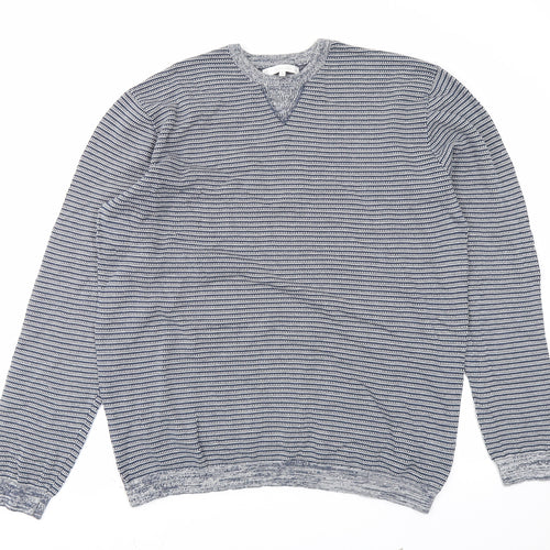 Lakeland Mens Blue Striped  Pullover Jumper Size L