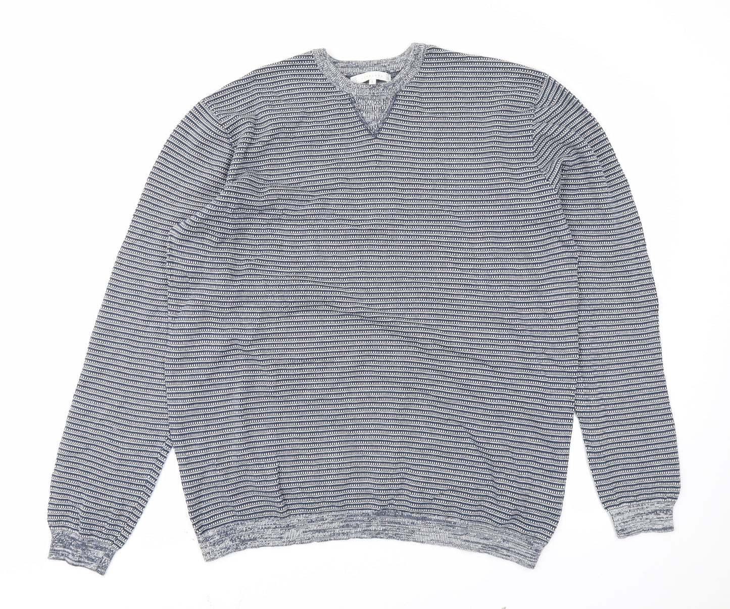 Lakeland Mens Blue Striped  Pullover Jumper Size L