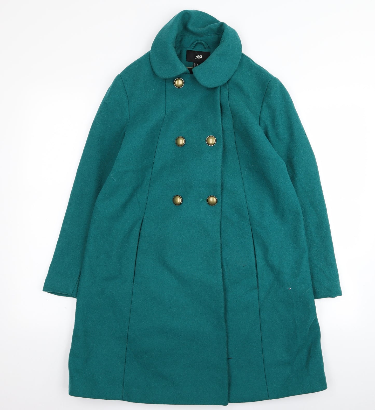 H&M Womens Green   Overcoat Coat Size 12