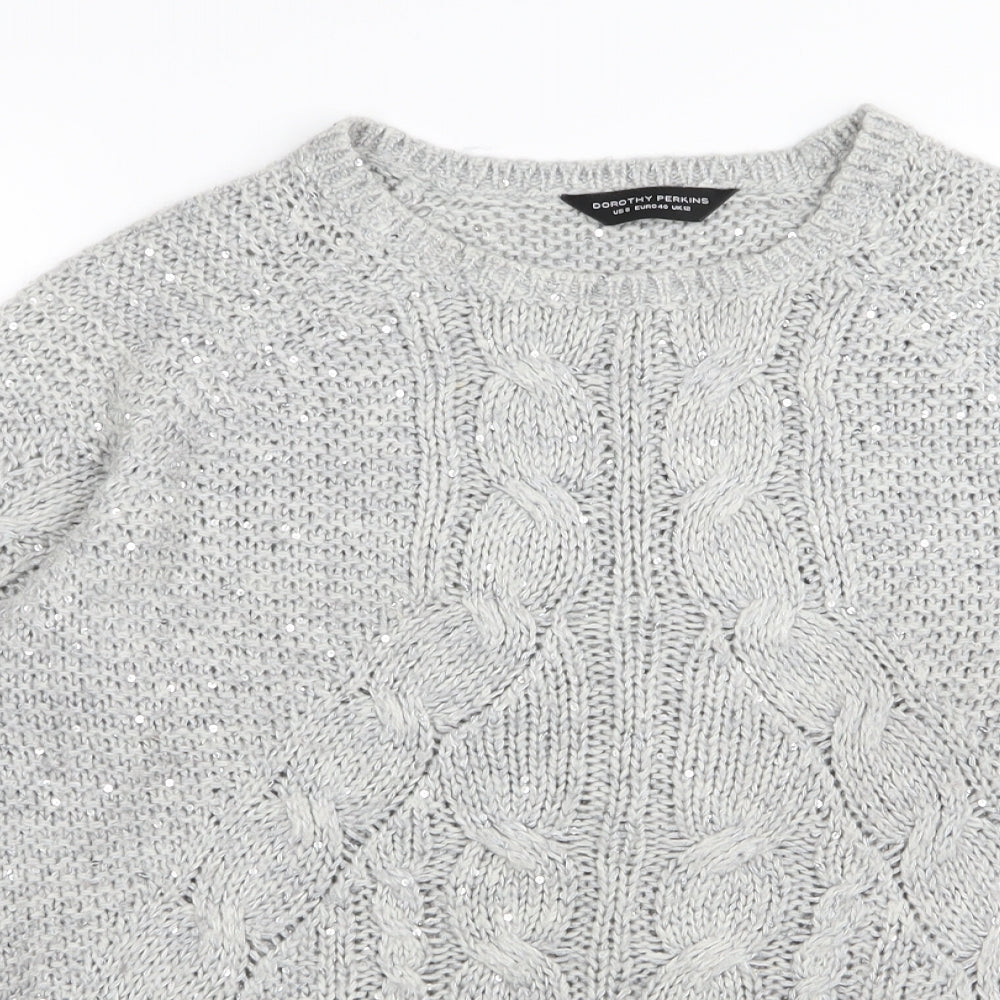 Dorothy Perkins Womens Grey   Pullover Jumper Size 12  - sequin