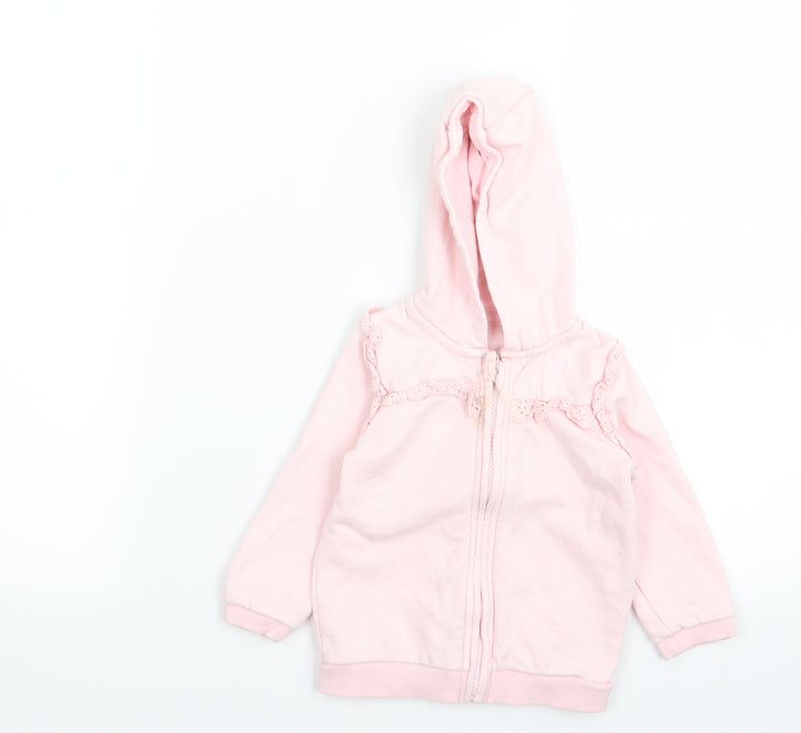 Asda George Girls Pink   Full Zip Jumper Size 9-12 Months