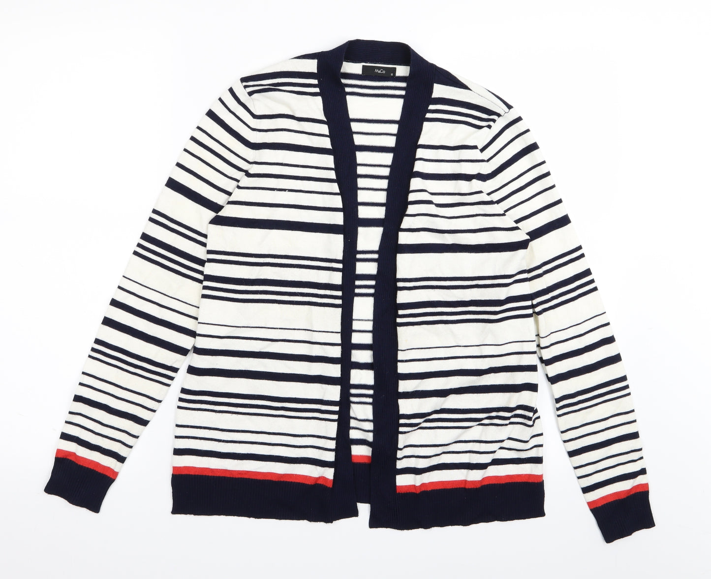 M&Co Womens Multicoloured Striped  Cardigan Jumper Size 12