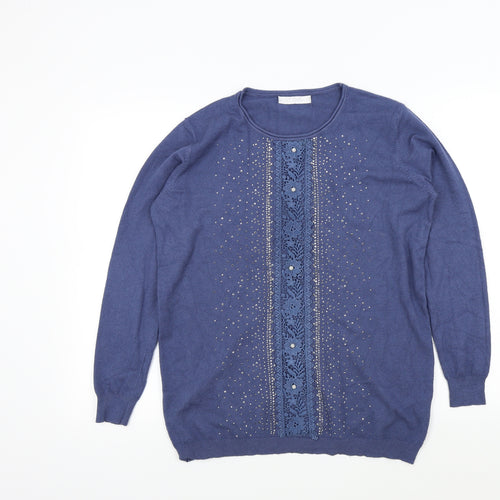 just one Womens Blue   Pullover Jumper Size XL  - sparkle detail