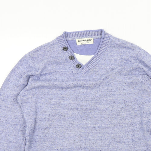 ceaderwood Mens Blue   Pullover Jumper Size XS  - t shirt neck line