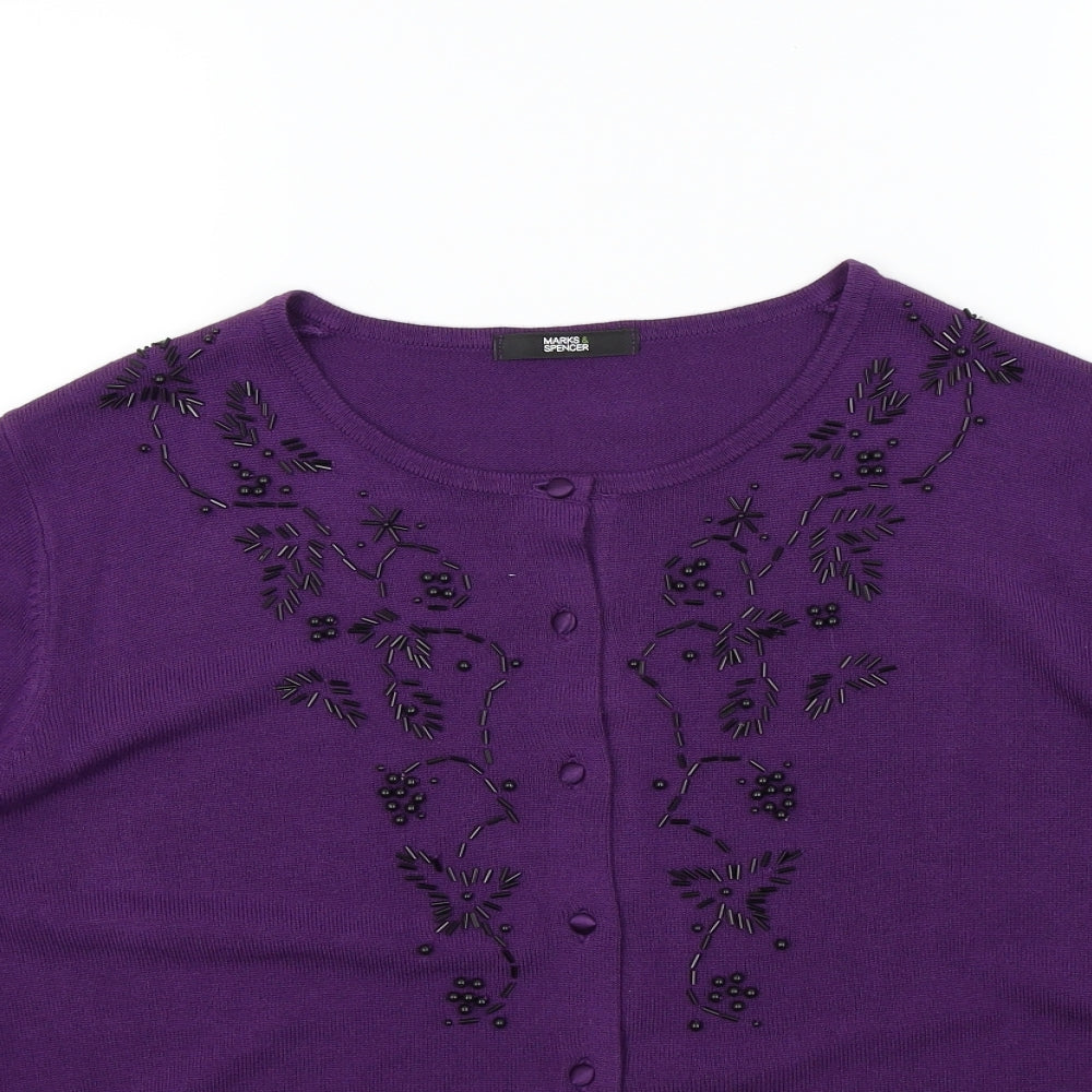 M&S Womens Purple   Cardigan Jumper Size 20