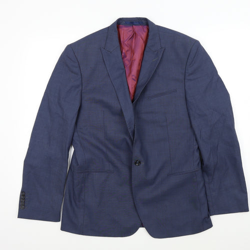 Ceader wood state Mens Blue Houndstooth  Jacket Suit Jacket Size 42