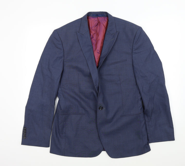 Ceader wood state Mens Blue Houndstooth Jacket Suit Jacket Size 42